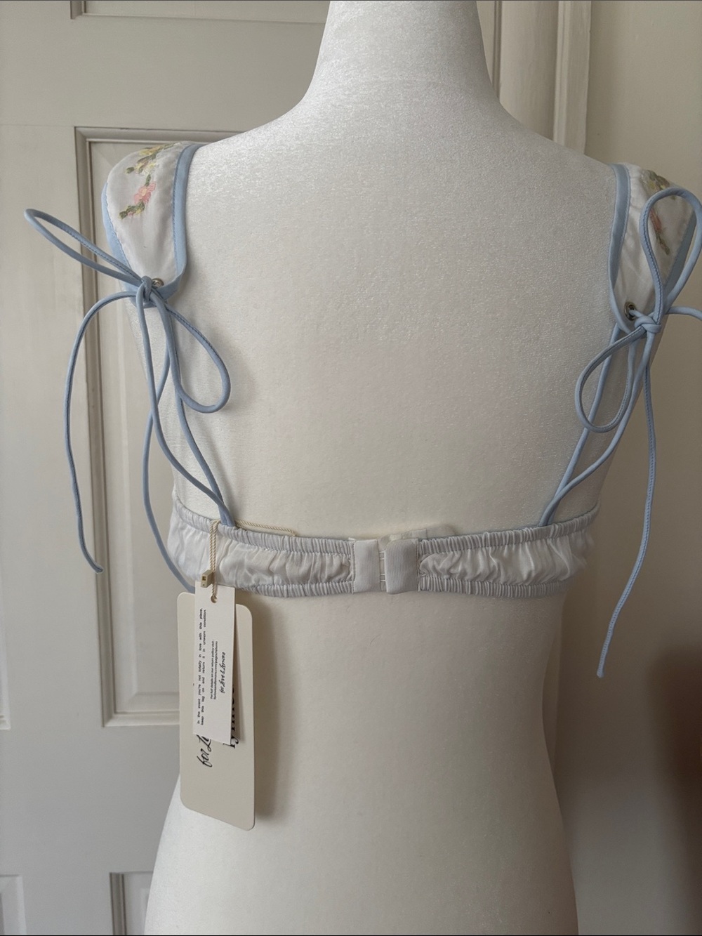 For Love & Lemons 🦋 baby bow bra NWT size small pastel blue floral - Picture 9 of 11